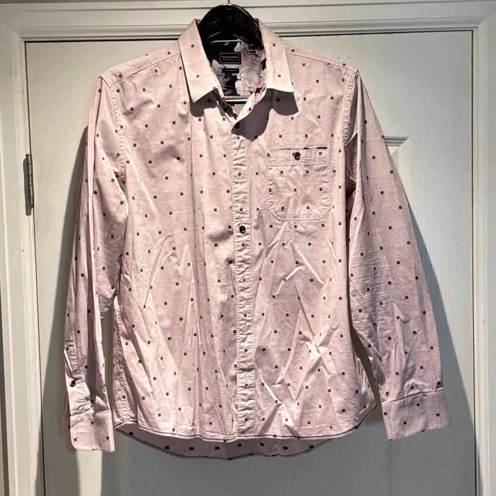 7 Diamonds Light Pink Polka Dot Men's Shirt